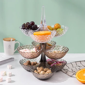 

Nordic Multilayer Plastic Fruit Plate Can Be Stacked Snacks Candy Storage Tray Home Living Room Desktop Decoration Snack Storage