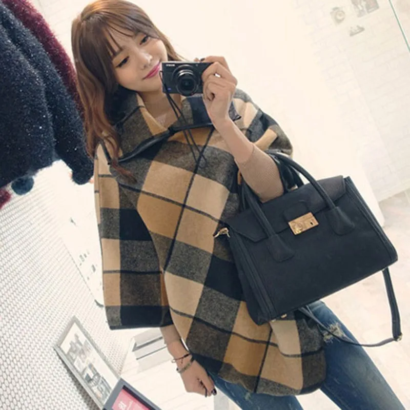 

Autumn Winter Women Loose Sweater Plaid Turtleneck Pull Femme Three Quarter Sleeve Long Jumper Oversize Winter Clothing