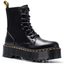 Женские ботинки; обувь из натуральной кожи; женские ботинки на массивной платформе; сезон осень-зима; ботинки в байкерском стиле; Кожаные Ботильоны на каблуке; Botas Mujer