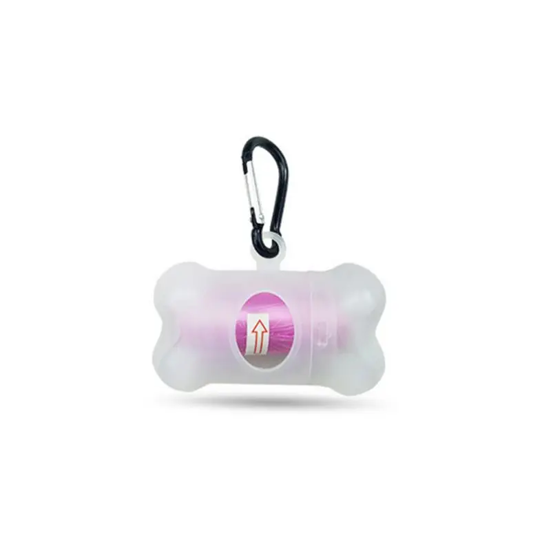 Bolsa transparente con forma de hueso para caca de perro o mascotas, conjunto de bolsas de basura para mascotas, dispensador J78C