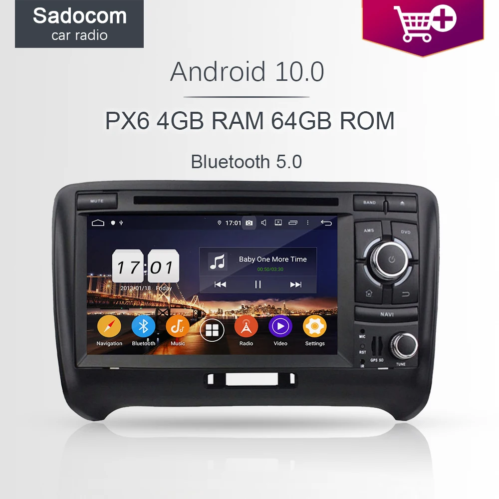 DSP 2 din PX6 Android 10 0 4 Гб ОЗУ 64 ПЗУ 8 ядер автомобильный DVD плеер rcar радио для Audi TT 2006 -2013 GPS