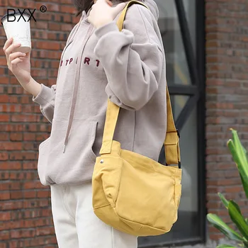 

[BXX] 2020 Spring Casual Canvas Bag Reusable Shopping Bags Daily Use All-match Handbags Women High Capacity Travel Handbag HK638