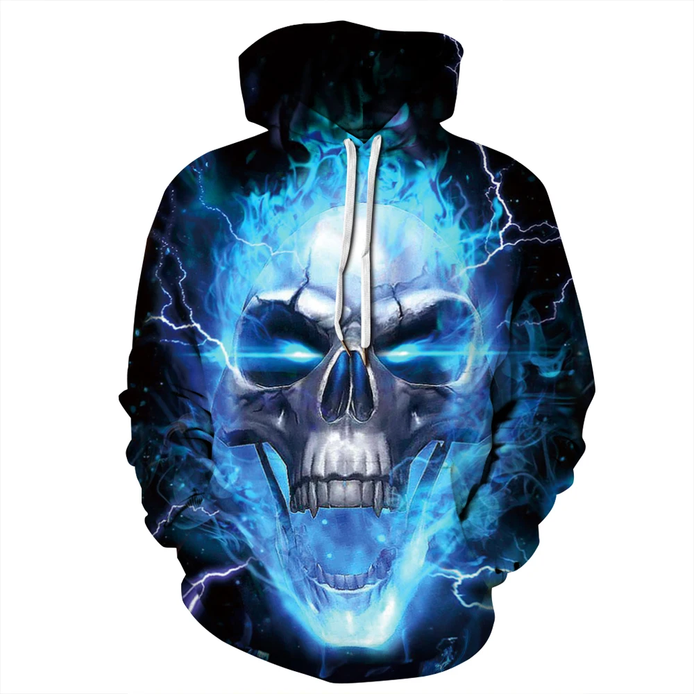 

Blaze Skull Flame 3D Hoodie Gifts Couple Pullover Sweatshirt Jacket Sportswear Loose Large Size Men Street Clothing Coat Tops