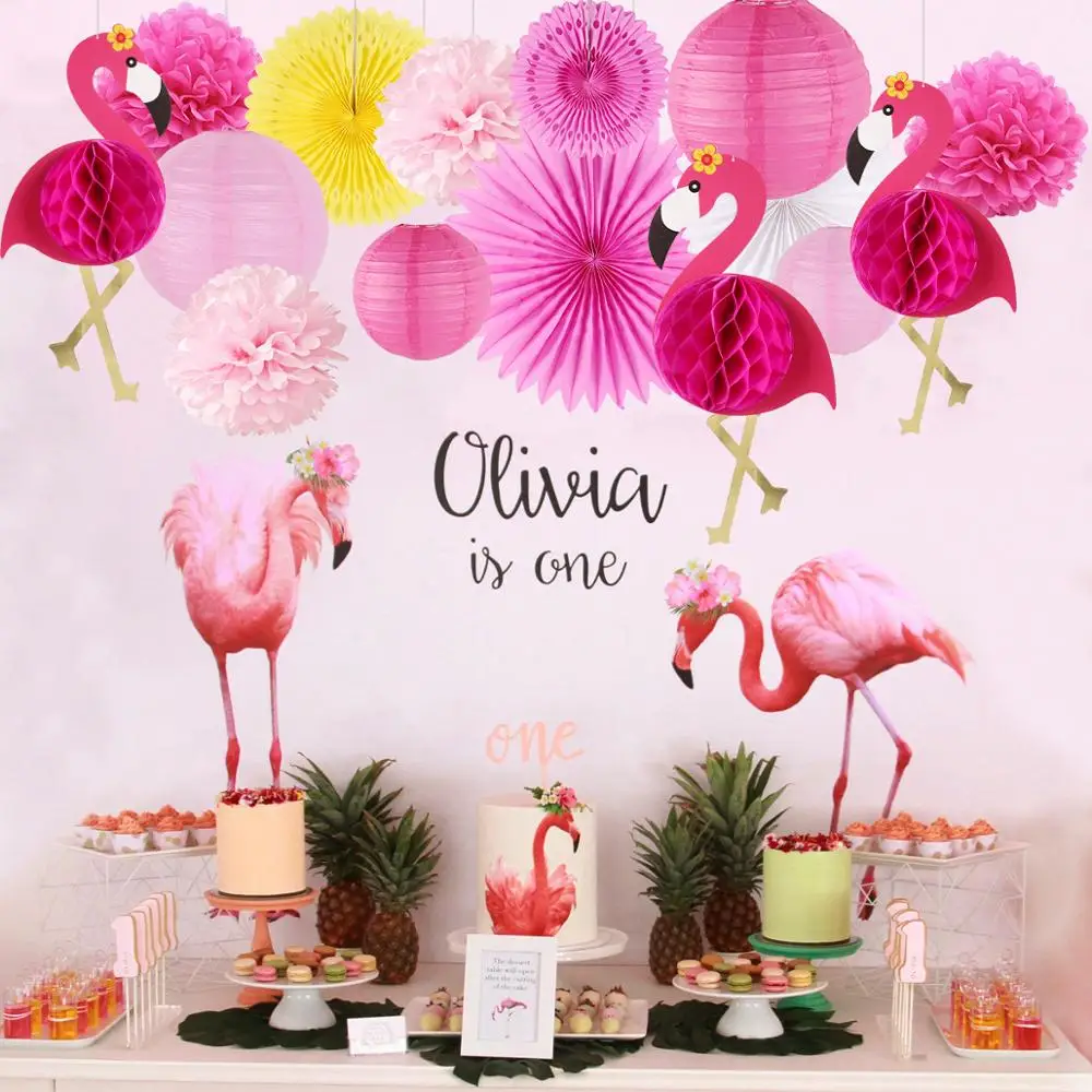

PATIMATE Flamingo Paper Flower Ball Flamingo Party Decoration Hawaii Party Decor Flamingo Tropical Summer Birthday Party Decor
