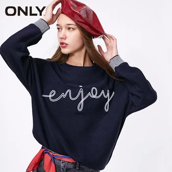 

ONLY Womens Loose Fit Short Letter Print Knit Sweater | 119124515