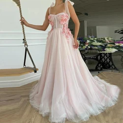 Square Collar Tulle Floor Length Prom Dress For Girl Sleeveless A Line With Applique Brush Train Custom Vestido De Noche 2021