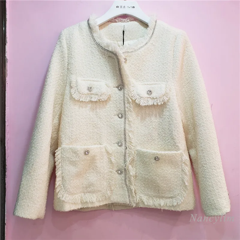 

Lady Chic Jacket Women's Short Style 2020 Autumn New Diamond Buttons Elegant Wom,en's Tweed Short Jacket Coat Chaqueta Mujer