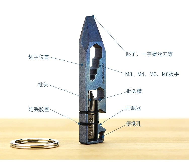 EDC титановый сплав выживания Кемпинг Туризм Открытый Пряжка-открывашка гаечный ключ Отвертка многофункциональные карманные EDC инструменты