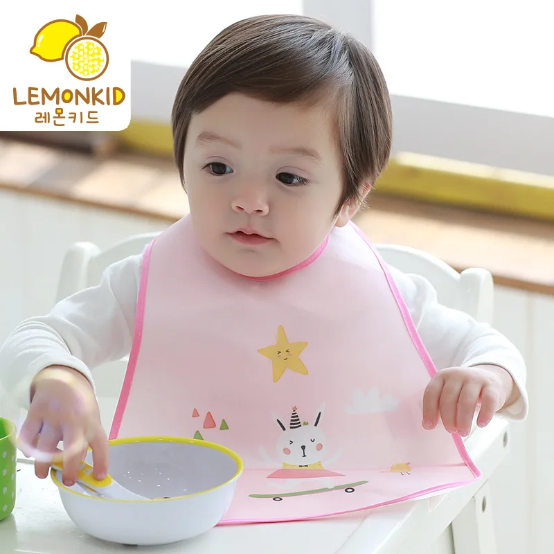 

Lemonkid South Korea 19 Years New Style Children Bib Environmentally Friendly Tasteless Baby Pinny 14 Color Cartoon Bib