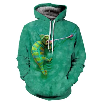 

3D print hoodies pullover hooded sweatshirts for men women lovers 2019 autumn fashion hip hop street wear Lizard Printed