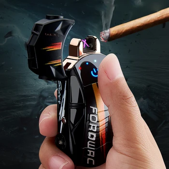 

Windproof Racing Car USB Arc Lighter Cigarette Plasma Flameless Electric Lighter LED Power Display Gadgets for Men