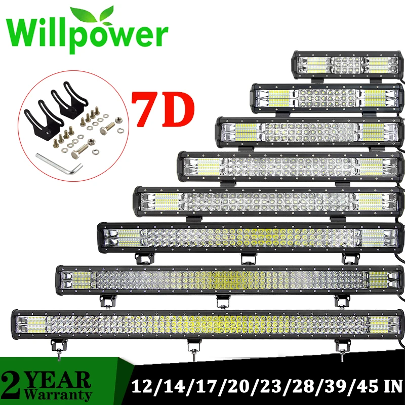 Willpower 20 23 28 inch 7D Offroad LED Bar 288W 324W LED Light Bar with  Slide Mount Bracket Tractor Auto Car Pickup 4WD 4x4 - AliExpress