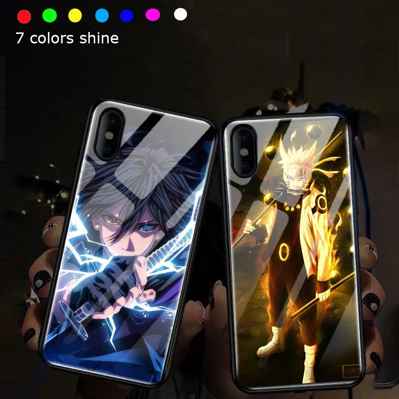 

For Iphone X 7 Led Tint Naruto Sasuke Phone Case for IPhone 11 pro 8 Plus Xr Xs Max BackLight Cover Coque for Xsmax 7plus 8plus