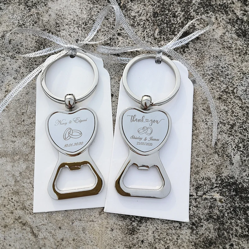 Customized Wedding Gifts For Guests Heart Bottle Wine Opener / Keychain Wedding Favor Birthday Party Souvenir Personalized