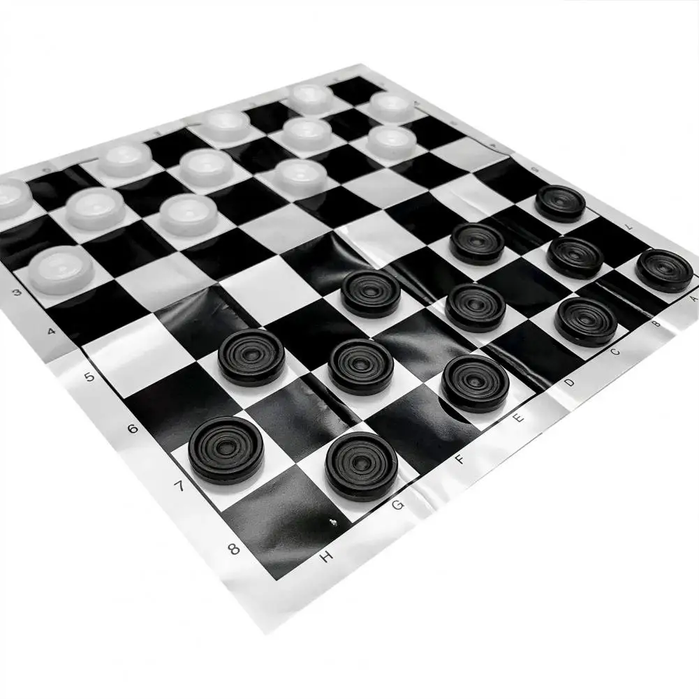 24pc Plastic Chess Board Games Draughts Compact Foldable PP with Chessboard Film Checkers Chess Pieces juegos de mesa