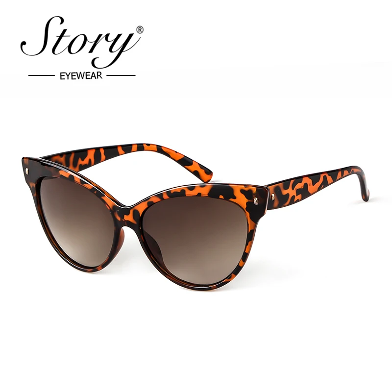 

Story Vintage Rivet Oversized Cat Eye Sunglasses women Brand Designer Retro Big Frame Leopard Sun Glasses Shades female S1144