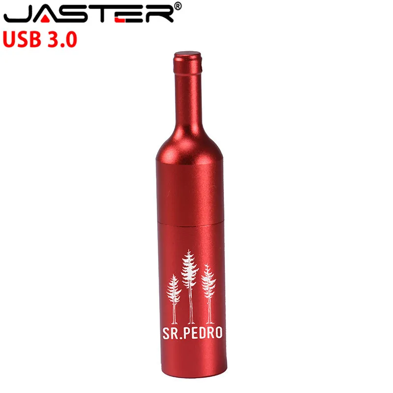 JASTER USB 3.0 hot metal wine bottle usb flash drive disk keychain memory stick Pen drive personalized gift Over 10pcs Free logo