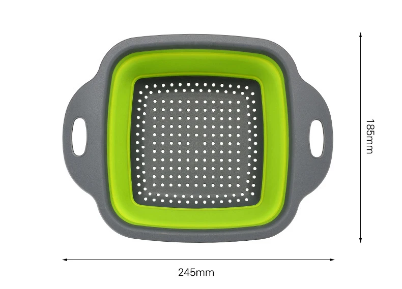2pcs/set Foldable Silicone Colander Fruit Vegetable Washing Basket Strainer Collapsible Drainer With Handle Kitchen Tool