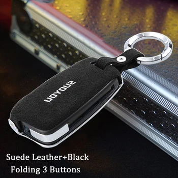 

Flip 3 Buttons Suede Leather Car key case For Hyundai Solaris Elantra i30 i35 i40 Tucson Kona 2015 2016 2017 2018 2019 Folding