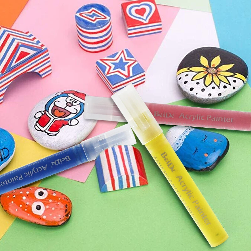 

Extra Fine Tip, Water Based, Quick-Dry Acrylic Paint Pens for Rock Painting, Vibrant Colors Paint Markers Kit