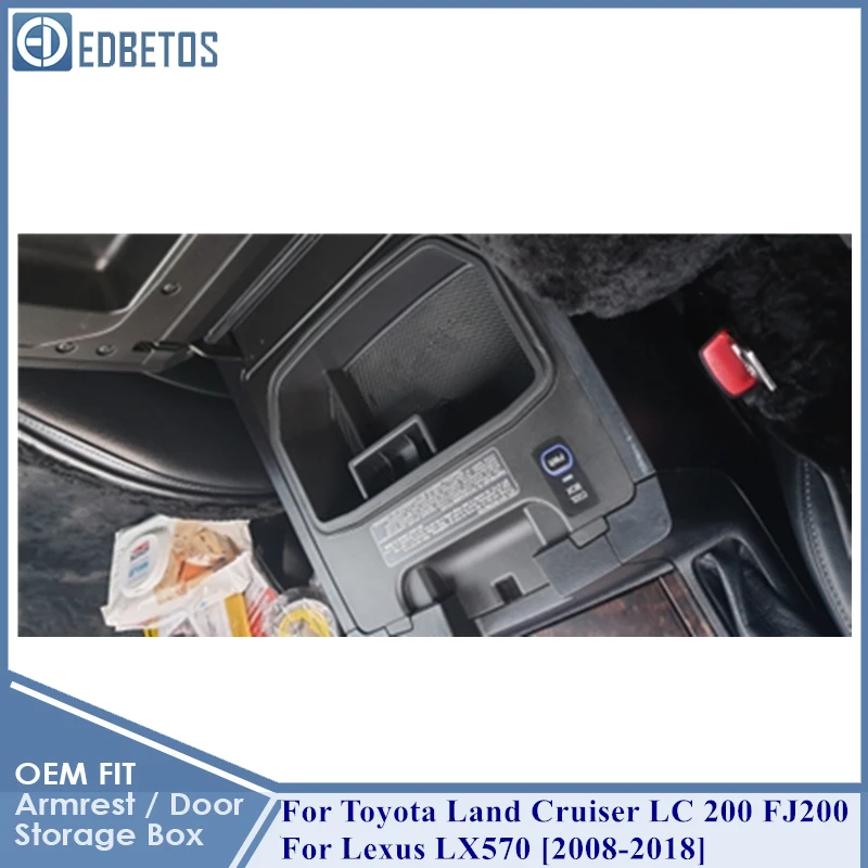 For Toyota Land Cruiser LC 200 FJ200 and Lexus LX570 Center Console Storage Box Armrest Box Organizer Accessories 2008-2018