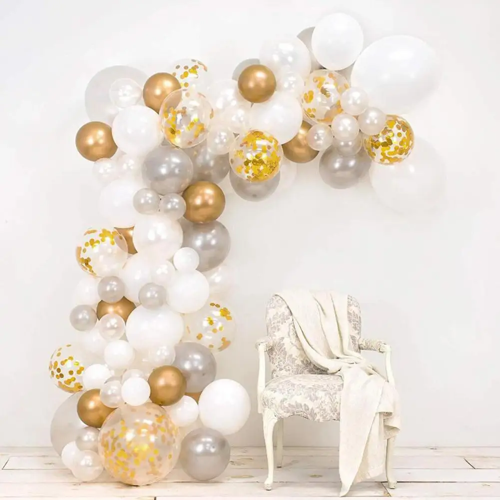 

80 Pieces DIY Balloons Garland Kit White Gold Confetti Balloons Colorful Latex Balloons Garland Wedding Party Decoration Supply