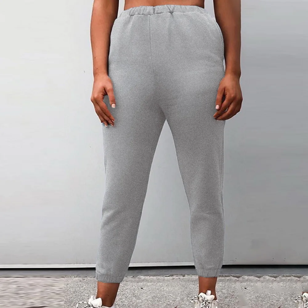 Womens Autumn Winter Solid Casual Jogger Sweatpants Elastic High Waist Running Harem Pants Female Pantalones Hip Hop Streetwear