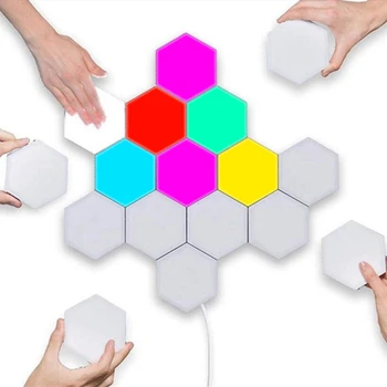 

EU US Honeycomb Modular Touch Sensitive Wall Lamp Hexagon LED Assembly Helios Quantum Sconces Bedroom Magnetic decor Wall Lights
