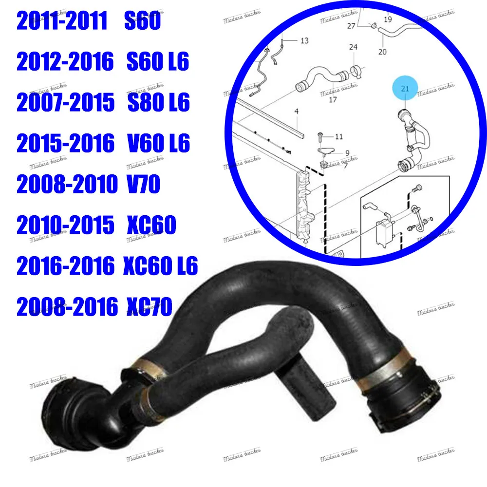 

31261407 for Volvo S60 S80 V60 V70 XC60 XC70 Lower Radiator Coolant Hose Pipe
