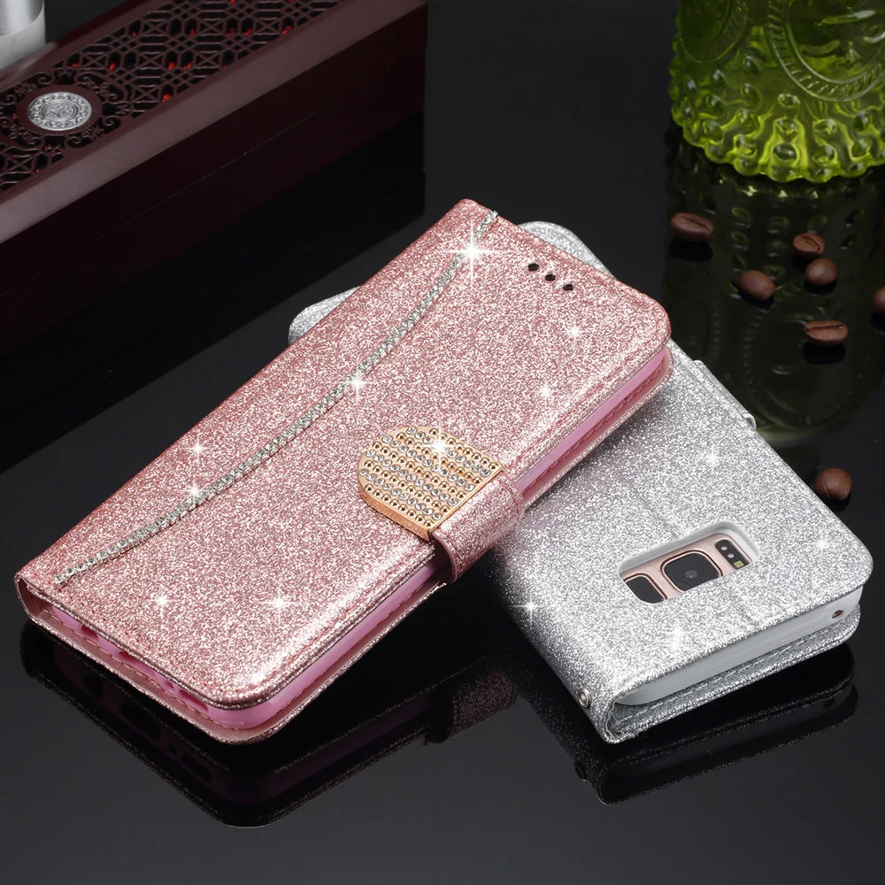 L-FADNUT Bling Glitter Flip Leather Wallet Case For Samsung S20 Ultra S9 Plus S8 A3 2017 A5 A8 2018 S7 edge Magnetic Cover Coque L-FADNUT Bling Glitter Flip Leather Wallet Case For Samsung S20 Ultra S9 Plus S8 A3 2017 A5 A8 2018 S7 edge Magnetic Cover Coque