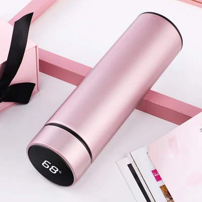 New Fashion Smart Mug Temperature Display Stainless Steel Water Thermal Bottle With LCD Touch Screen Waterproof gift Cup - Цвет: T6 Pink