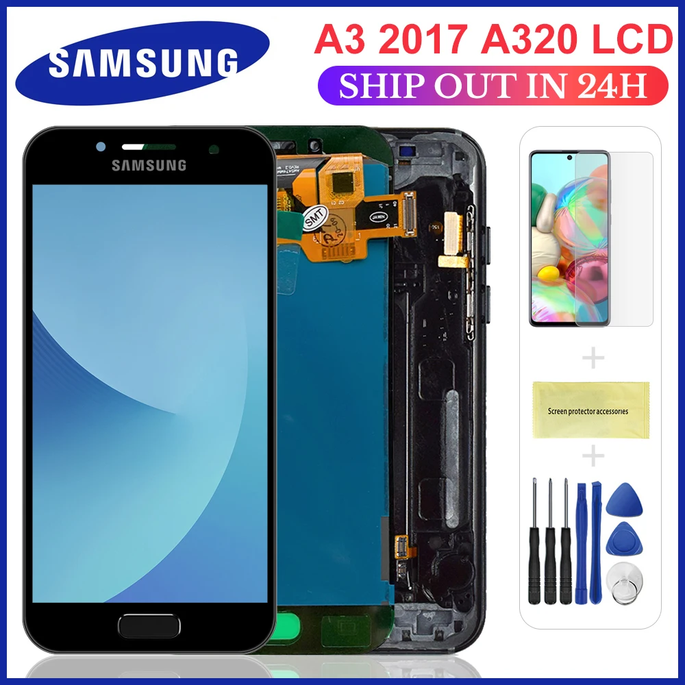 ЖК дисплей A320 для SAMSUNG GALAXY A3 2017 сенсорный экран с дигитайзером Samsung замена