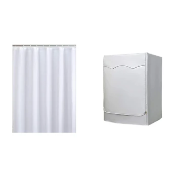 

Mildewproof Fabric Shower Curtain Waterproof (White) & Washing Machine Cover,Washer/Dryer Cover