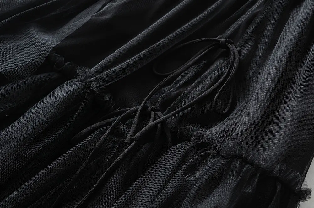 women fashion irregular mesh stitching black asymmetrical skirt autumn female chic casual stylish Skirts vestidos mujer QUN485