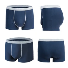 

1Pcs/Lot Male Panties Men's Underwear Boxers Breathable Man Boxer Solid Underpants Comfortable Brand Shorts Black Blue Underwear