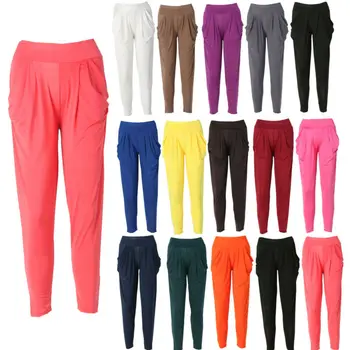 

2019 Hot Women Fashion Slim Casual Harem Baggy Loose Solid Plested Front Dance Sport Sweat Long Trousers Elastic Waist Pants