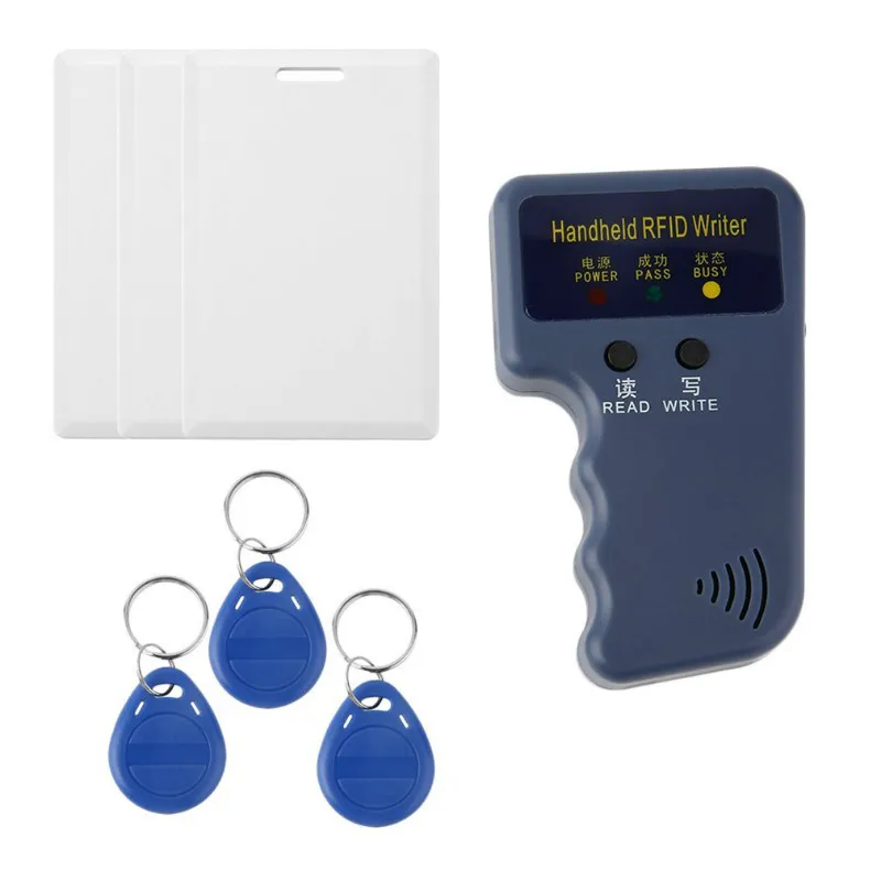 Ручной 125 кГц RFID Дубликатор ключ копировальный считыватель писатель ID карта клон программист+ 3 ключа+ 3 шт перезаписываемые карты EM4305 T5577 - Цвет: Dark Blue