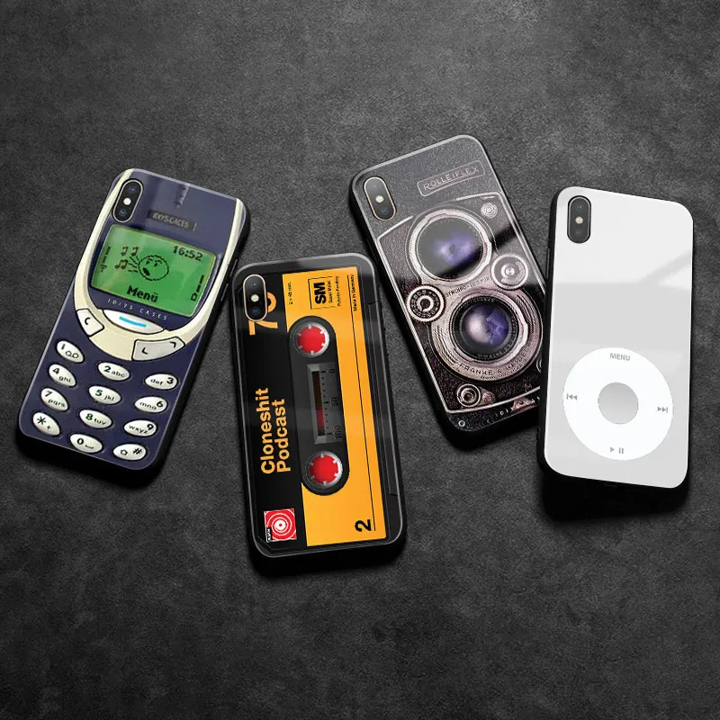 Vintage Old Mobile Retro camera glass Phone Case Cover shell For Apple