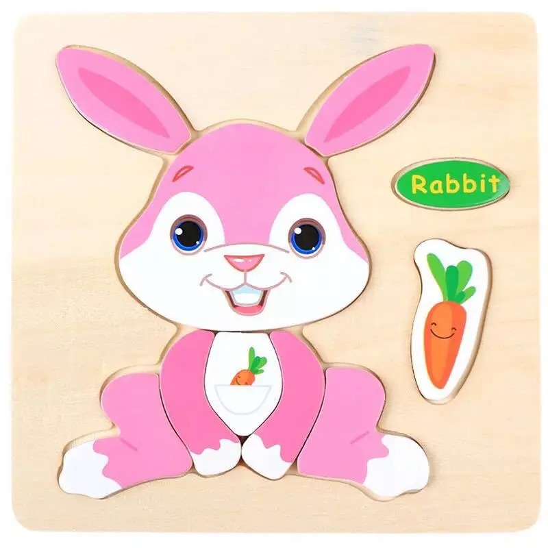 rabbit Паззл, дерево, животные, развивающие игрушки, Раннее Обучение для детей, детский сад, горячая распродажа - Цвет: rabbit