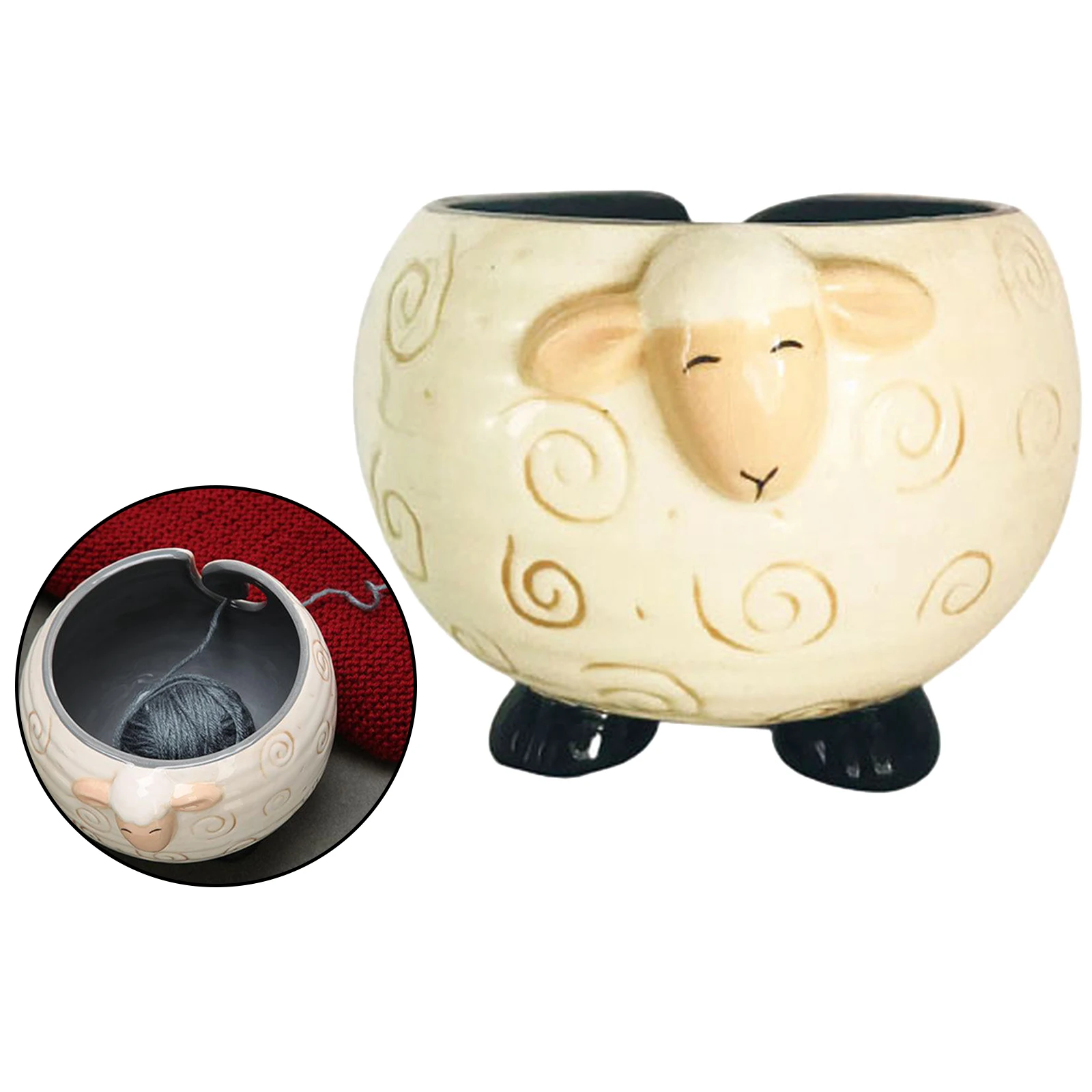 Yarn Storage Bowl Knitting Crochet Organizer Winder Yarn Lovers Gift Ceramic