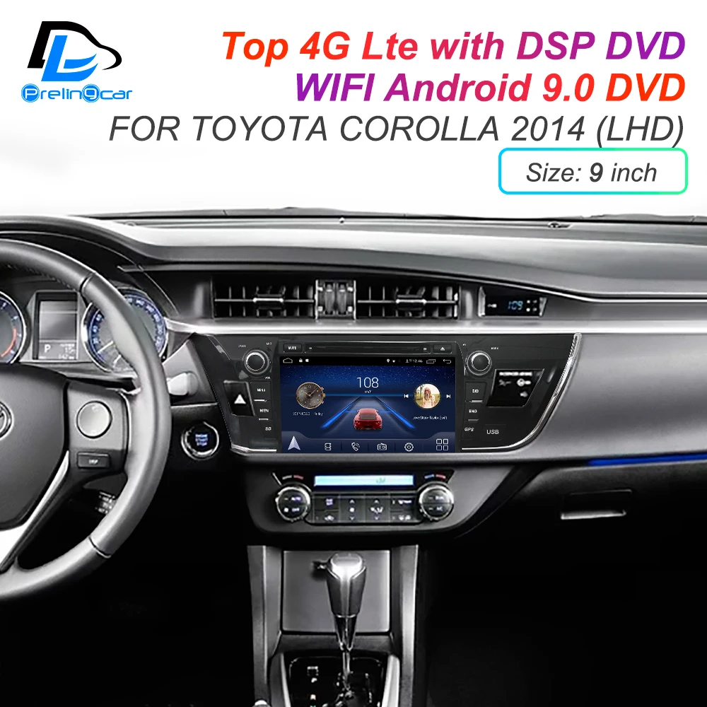 Android 9,0 DSP4G Lte мультимедийный dvd-плеер для TOYOTA COROLLA Левая Правая ведущая подголовник монитор Радио Стерео навигационная система
