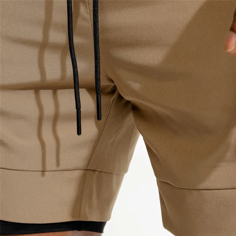 mens casual shorts New double-layer 2 in 1 sports men's short jogger gym bodybuilding sports pants with built-in pockets fashion men's clothing mens casual summer shorts