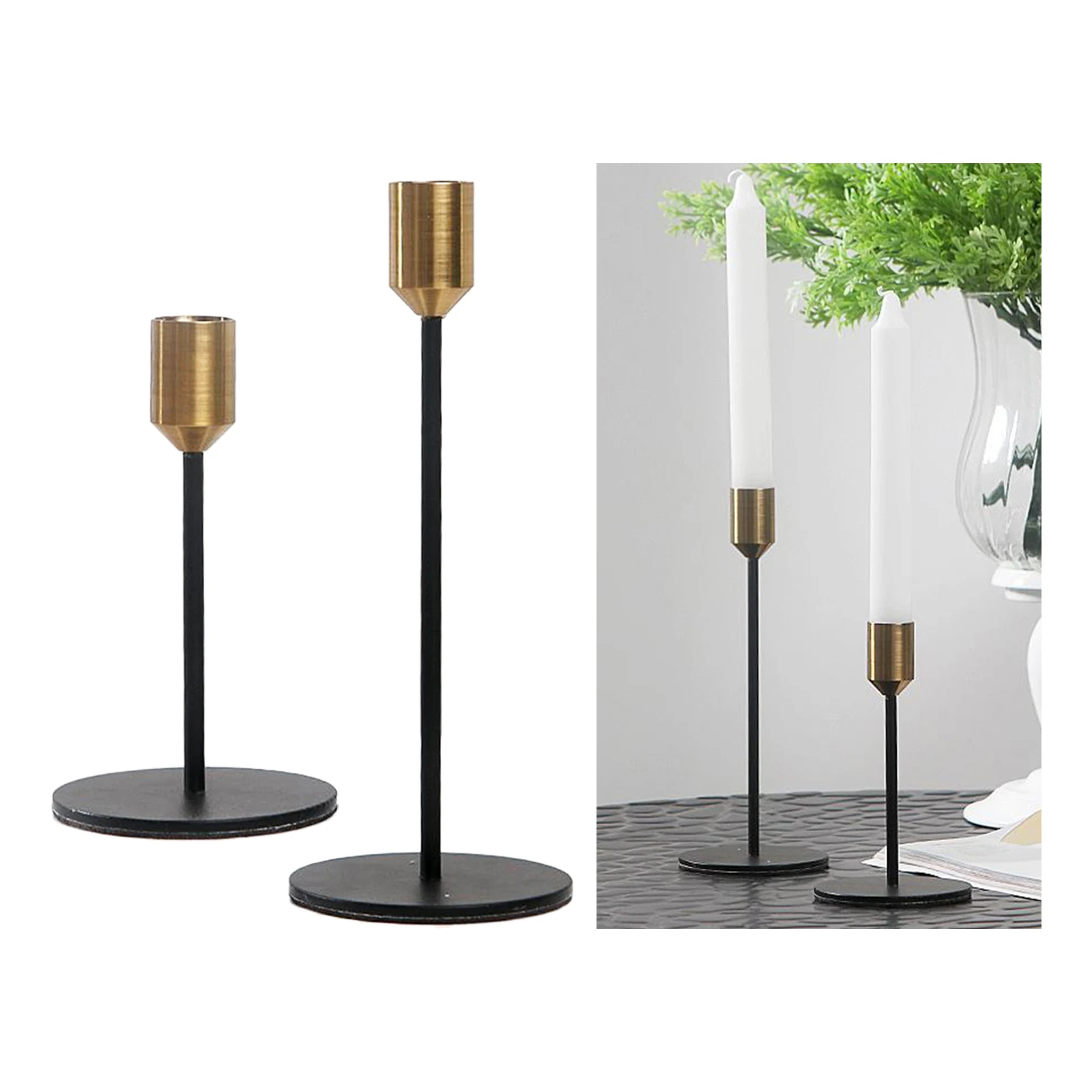 Decorative Candle Holder Simple Stylish Black Metal Candle Holder Table Decoration Candelabra for Home, Wedding, Christmas