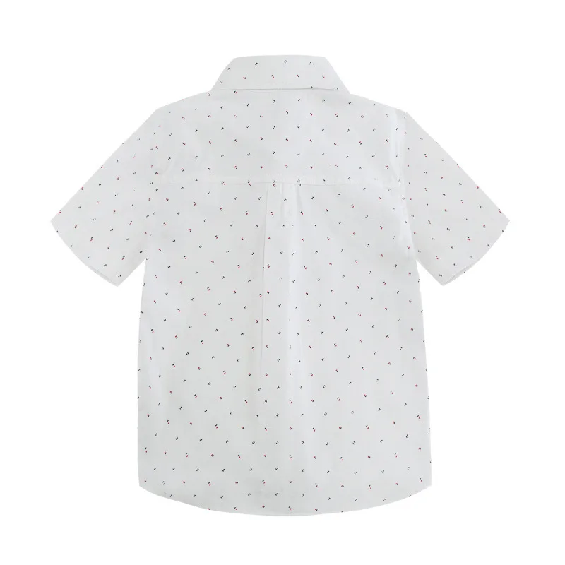 Коллекция года, летняя одежда для мальчиков детская рубашка повседневные топы с короткими рукавами, одежда для малышей белая рубашка с принтом шорты, размер Spe