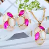 ZOSHI Luxury Austrian Crystal Opal Flower Pendant Jewelry Sets Gold Color African Beads Women Statement Necklace Earrings Set ► Photo 3/6