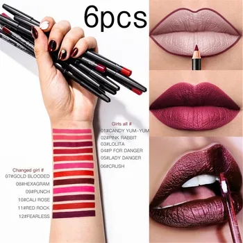 

6Pcs Matte Lipliner Set Waterproof Lip Liner Pencil Multi Color 3D Contour Lips Pigment Red Lipliner Pencil Makeup Beauty Tools