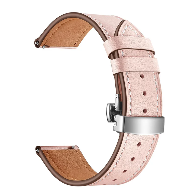 Pink UEBN кожаный ремешок с серебряной застежкой-бабочкой, 20 мм, для samsung Galaxy Watch, 42 мм, активный 2 браслет, ремешок для часов gear S2, спортивный ремешок для часов - Цвет ремешка: Pink