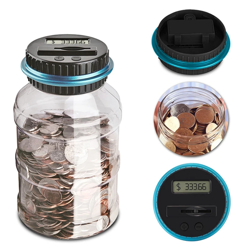 Electronic Digital Coin Counter Automatic Money Counting Jar Saving Piggy Bank