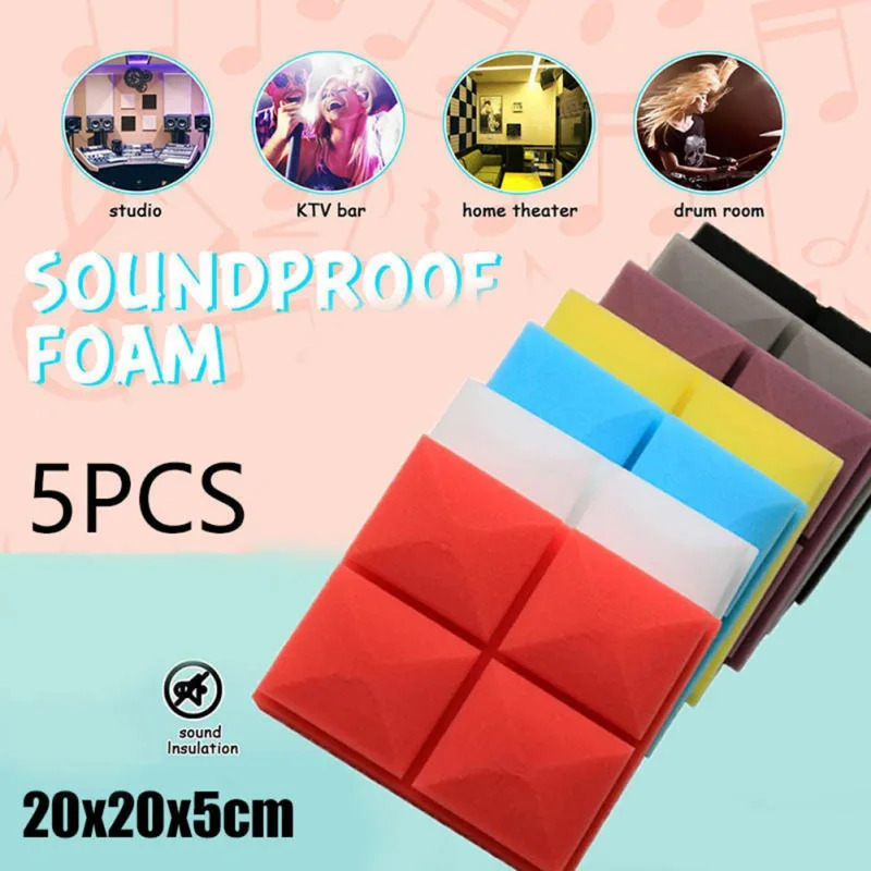 5pcs Soundproofing Foam Acoustic Wedge Panel Board Sound Treatment Studio Room Absorption Sponge Tiles | Обустройство дома