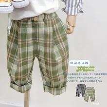 

Trendy Brand Casual Loose Children'S Boy Pants 2021 Spring And Summer New Korean Children'S Clothing Lattice Baby Mosquito Pants